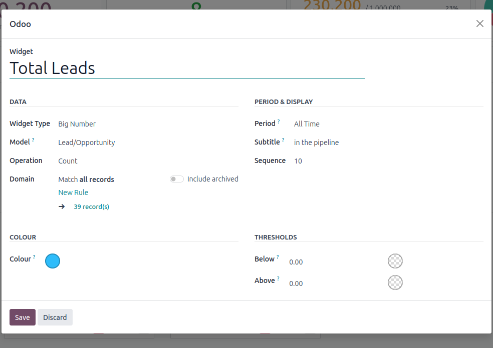 The widget configuration dialog