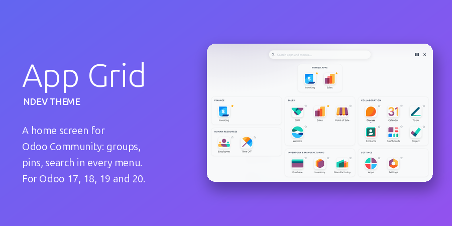 App Grid home menu for Odoo Community
